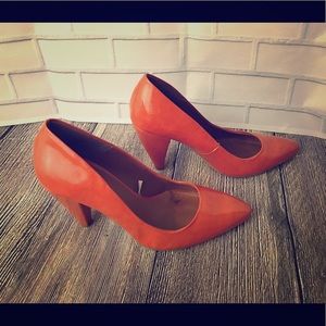 Zara TRF orange leather heels